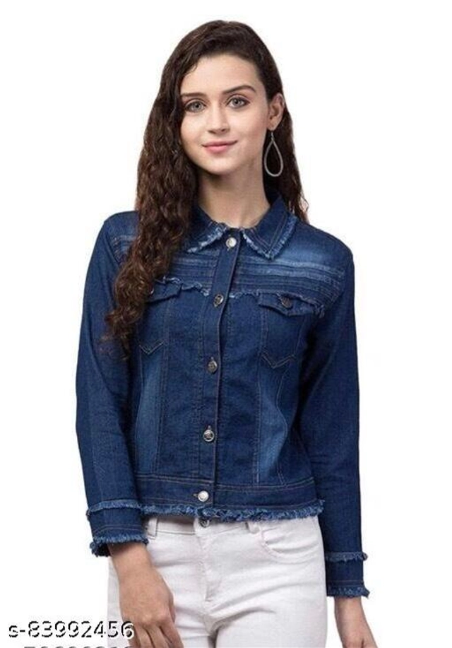 Full Sleeves Solid Jacket for Women & Girls (Blue, S)