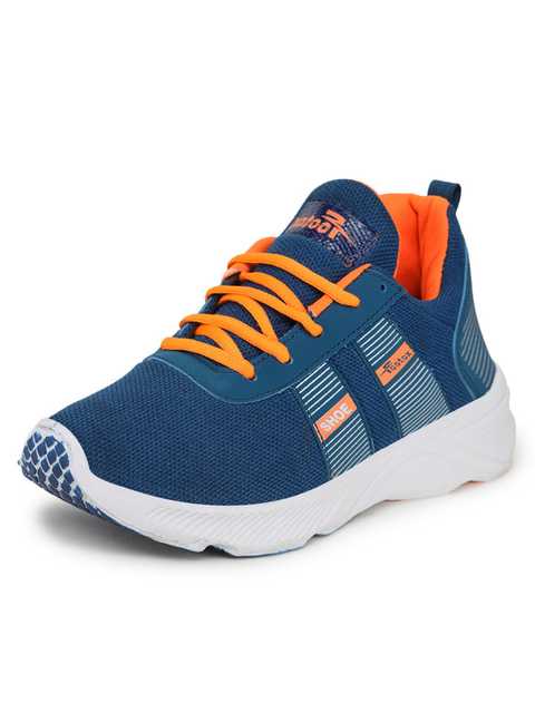 Footox Casual Men Casual Shoes (Teal Blue & Orange, 8) (FF-56)