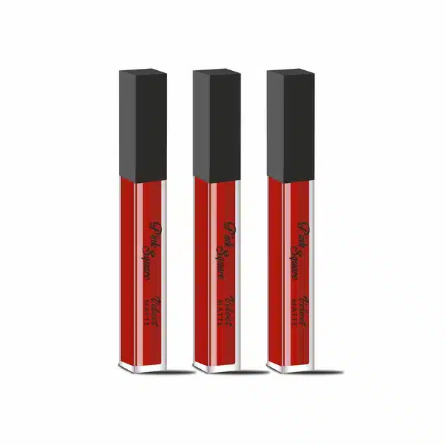 Liquid Matte Lipstick (Pack of 3, Maroon)