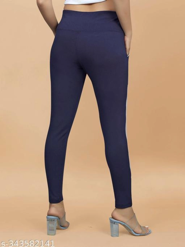 Lycra Jeggings for Women (Navy Blue, 38)