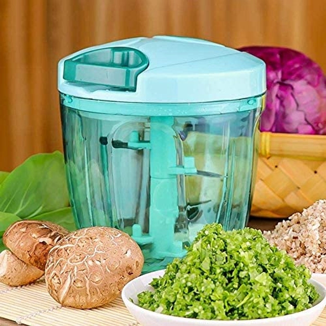 Manual Vegetable Chopper with 5 Stainless Steel Blades (Green, 900 ml)