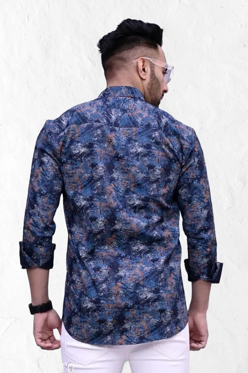 Full Sleeves Printed Shirt for Men (Multicolor, S)