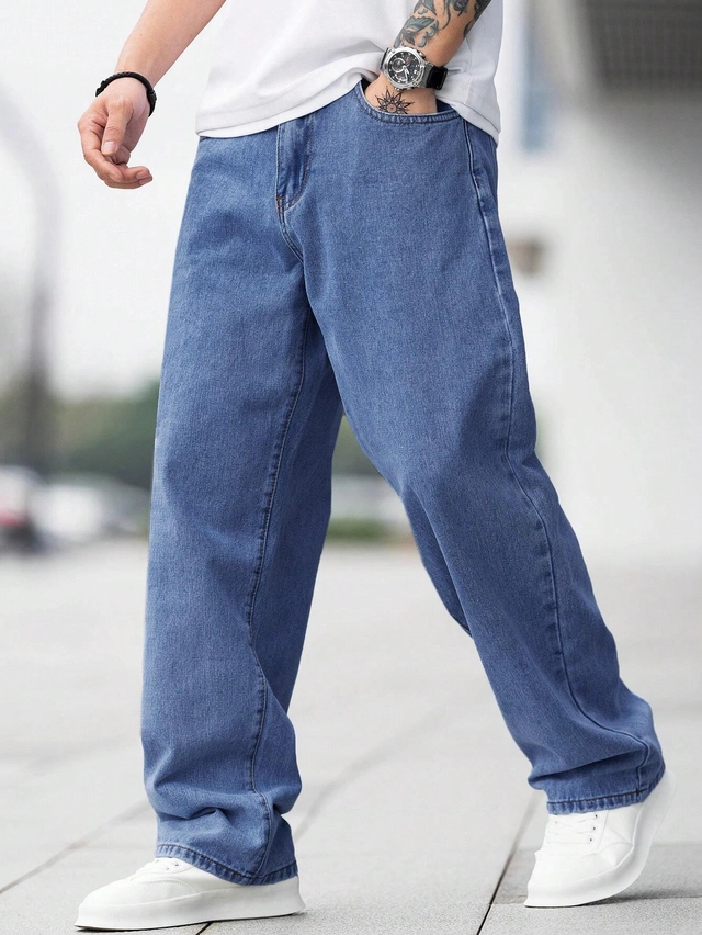 Denim Baggy Jeans for Men (Blue, 28)