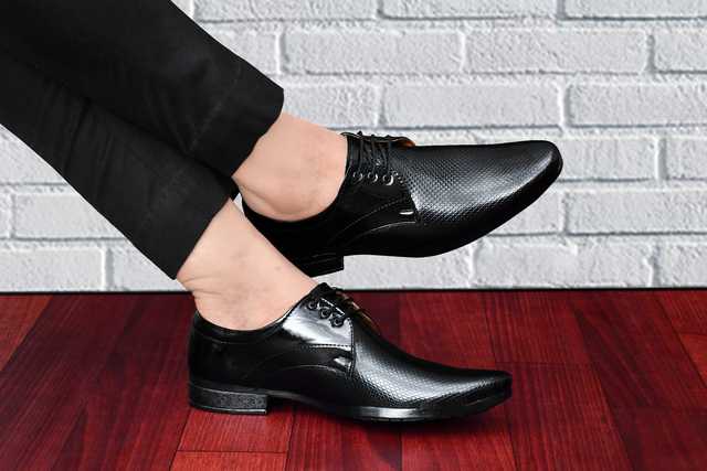Ishika Top Quality Lace-Up Formal Shoes For Men (Black, 8) (A-65)