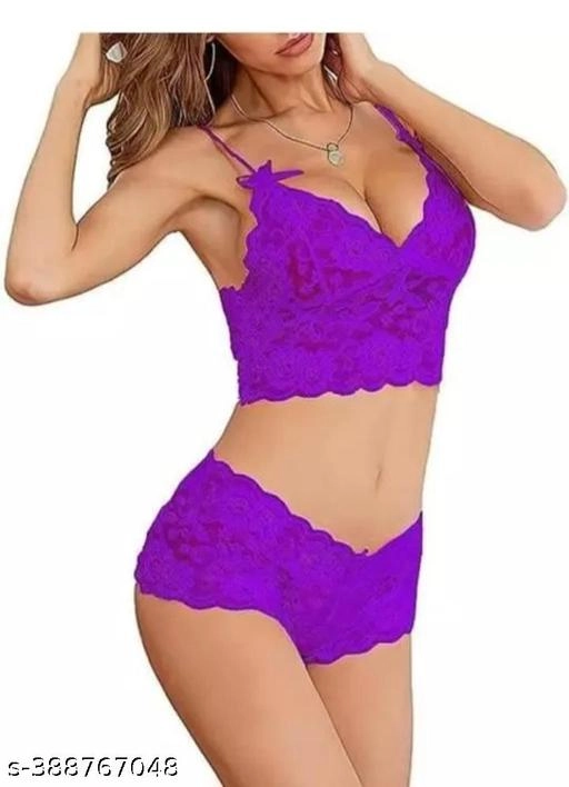 Net Solid Babydoll for Women (Purple, XXS)