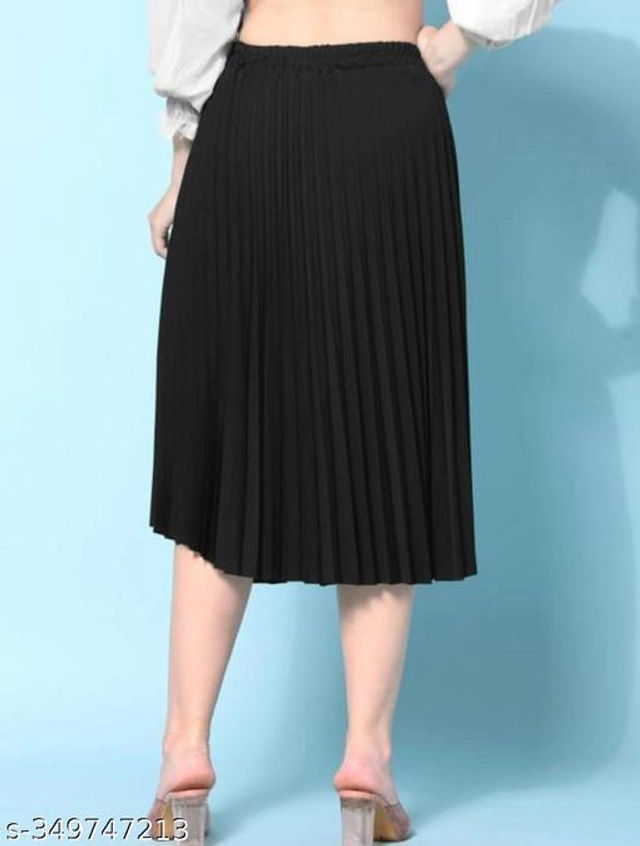 Crepe Skirts for Women (Black, 28)