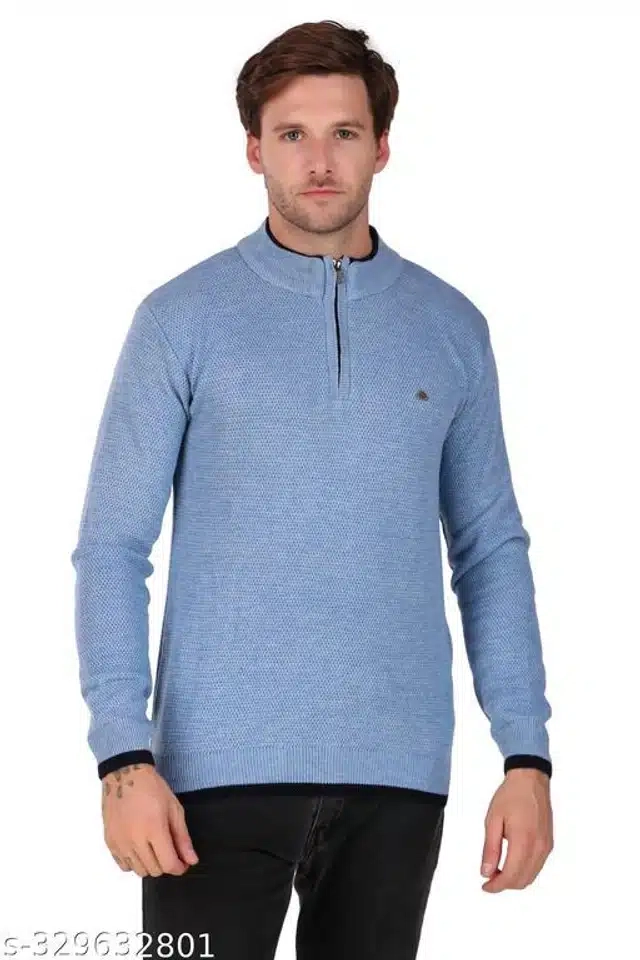 Acrylic Sweater for Men (Light Blue, XL)