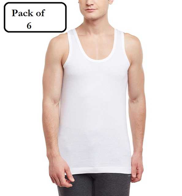 M/S Dalfa Cotton Vests For Men (Pack Of 6) (White, S) (D-1664)