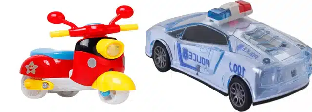 Police Car with Scooter Toy (Set of 2, Multicolor)