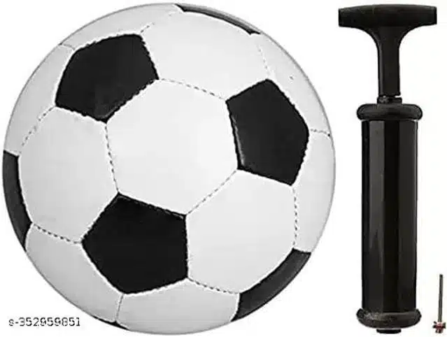 HMT Rubber Football (Size 5) with Air Pump (Black & White, Set of 1)