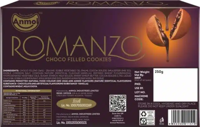 Anmol Romanza Choco Filled Cookies 250 g