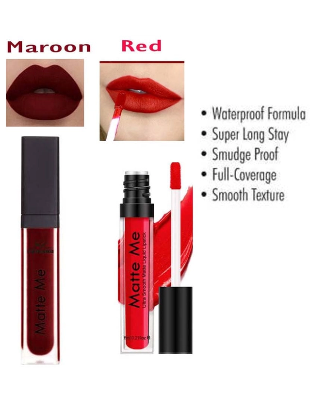 Matte Me Liquid Lipsticks (Maroon And Red)