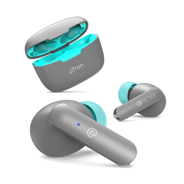 Ptron Wireless Earbuds Bluetooth with Charging Case (Grey)