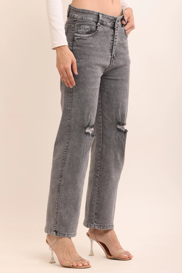 Denim Mid Rise Jeans for Women (Grey, 28)