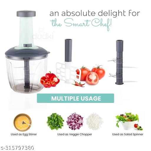 Plastic Manual Vegetables & Fruits Chopper (Grey, 1100 ml)