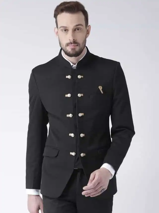 हैंगअप मेंस रेगुलर फिट सॉलिड पॉलिएस्टर विस्कोस फॉर्मल ब्लेजर , Black, Size- 36 