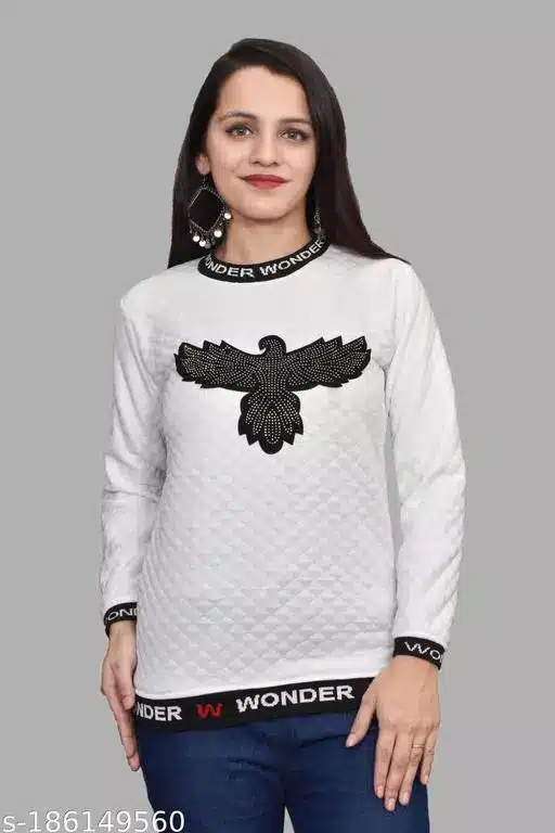 Full Sleeve Sweatshirts for Women (White, S) (H1)