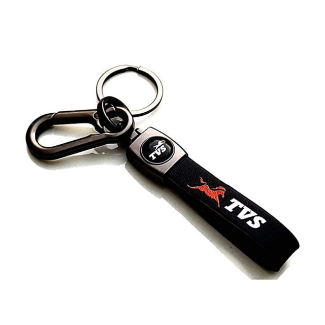 Dashing Tvs Leather Keychain for Bike & Car (Black)