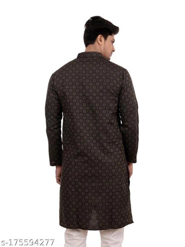 Cotton Blend Kurta for Men (Black, S)