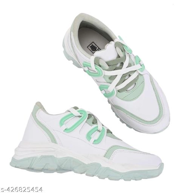 Casual Shoes for Women (Green & White, 3)