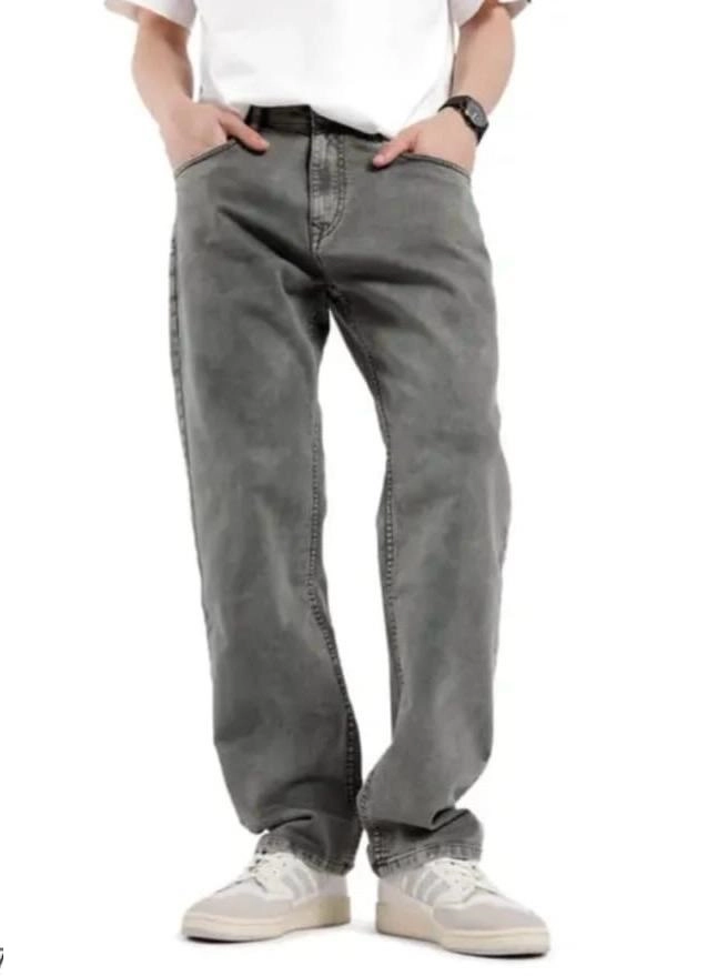 Denim Baggy Jeans for Men (Grey, S)