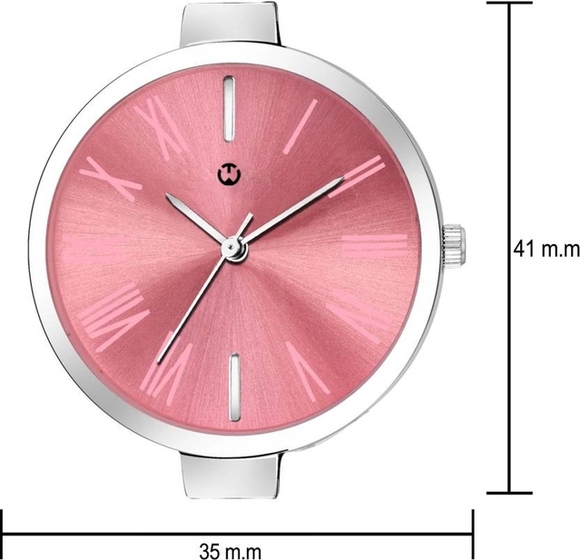 Analog Watch for Women (Silver & Pink)