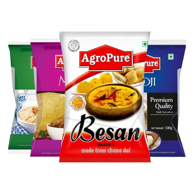 Agropure (Besan + Maida +Sooji + Dalia ) Each 500 g Combo Pack