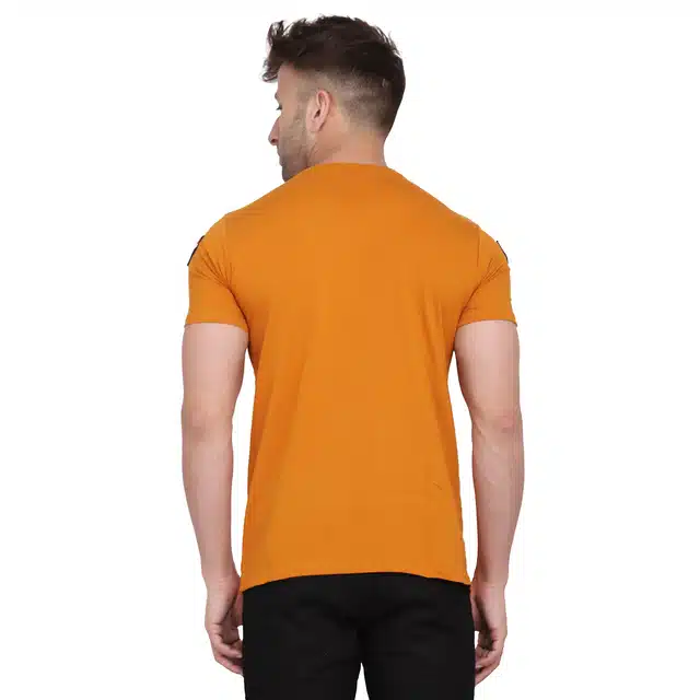 Men Solid Round Neck T-shirt (Mustard, L) (RSC-34)