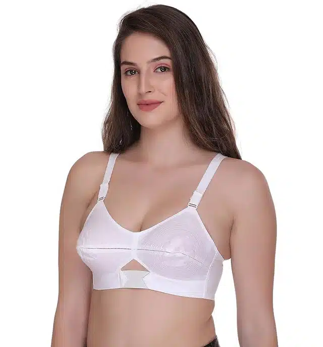 Cotton Non Padded Bra for Women (White, 32)