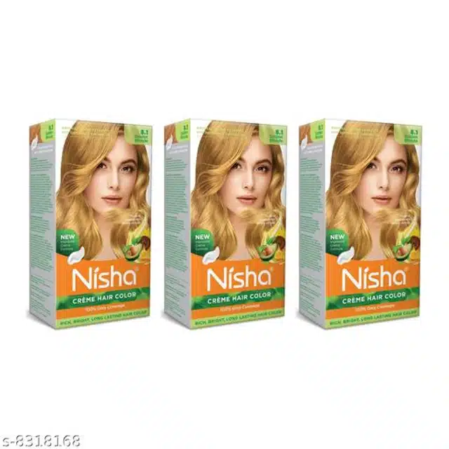 Nisha Cream Hair Color (Golden Blonde, 150 g) (Pack of 3)