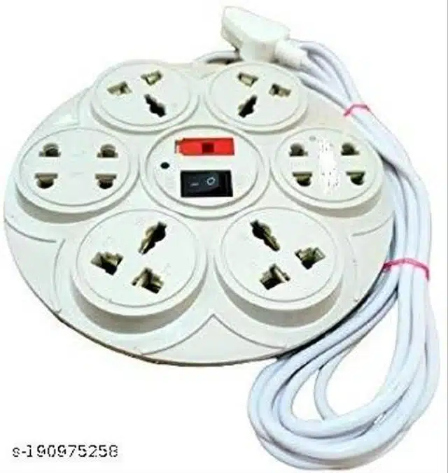 Universal Multi Plug Round Extension Cord (White)