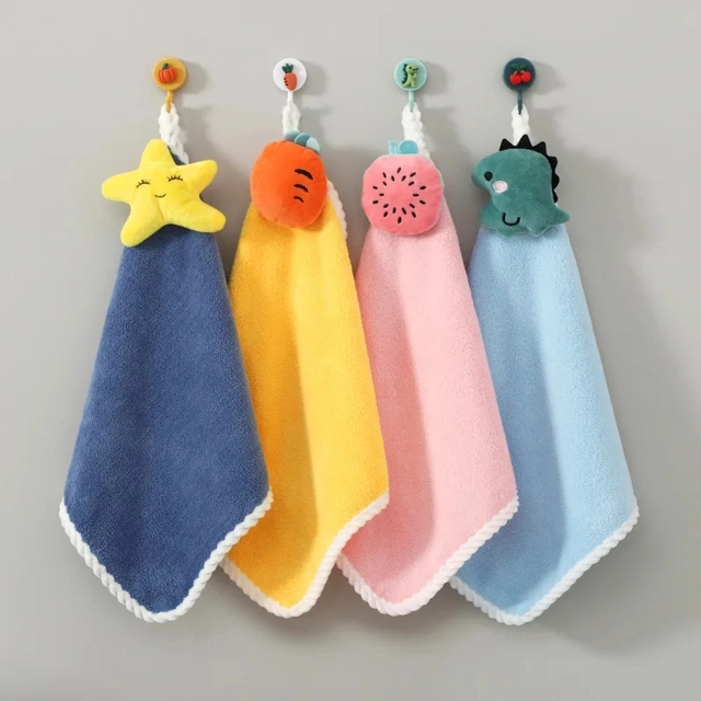 Microfiber Hanging Hand Towels (Multicolor, 15x8 inches) (Pack of 4)