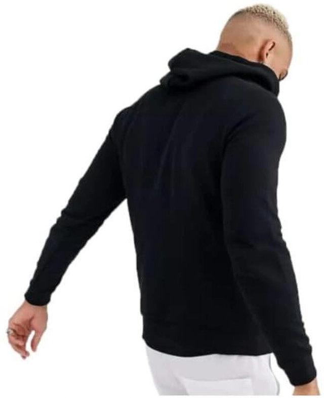 Cotton Blend Solid Hoodie for Men (Black, L)