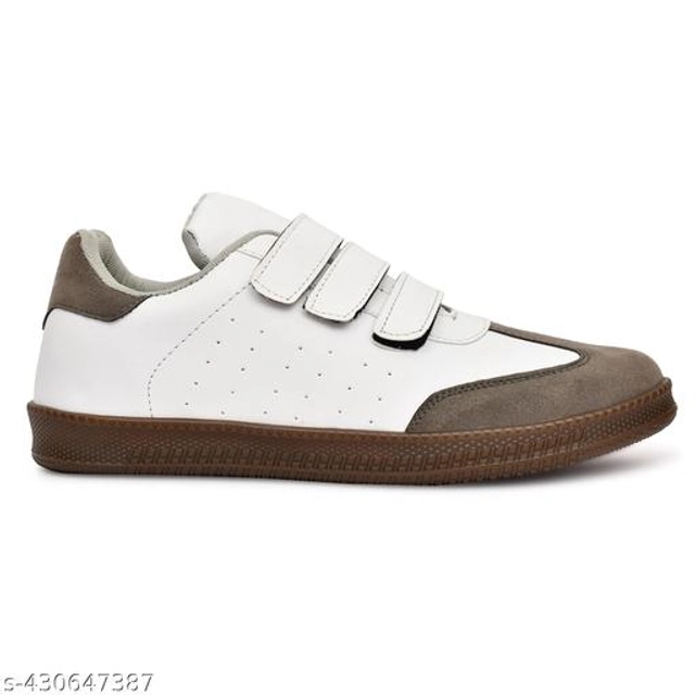 Casual Shoes for Men (White & Brown, 6)