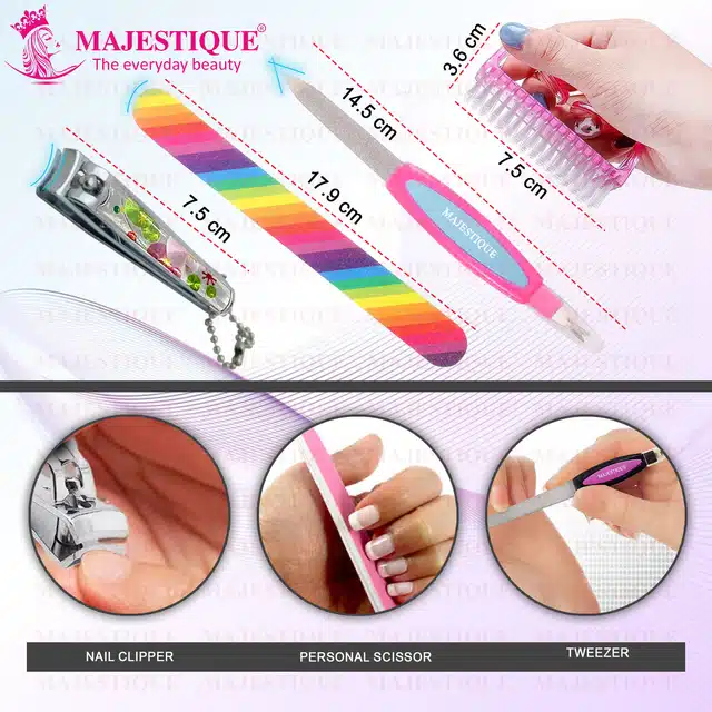Majestique Nail File,Clipper and Cleaner Professional Steps Polishing Shining Your Fingernail & Toenail Tool Kit Sets (Pack of 4) (B-135)