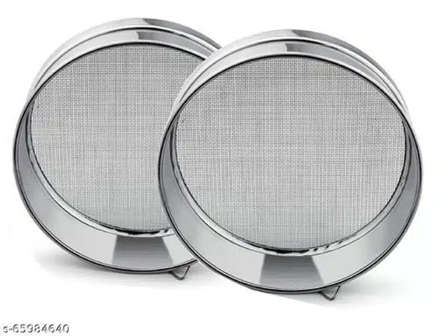 Stainless Steel Flour Strainer (Silver, Pack of 2)