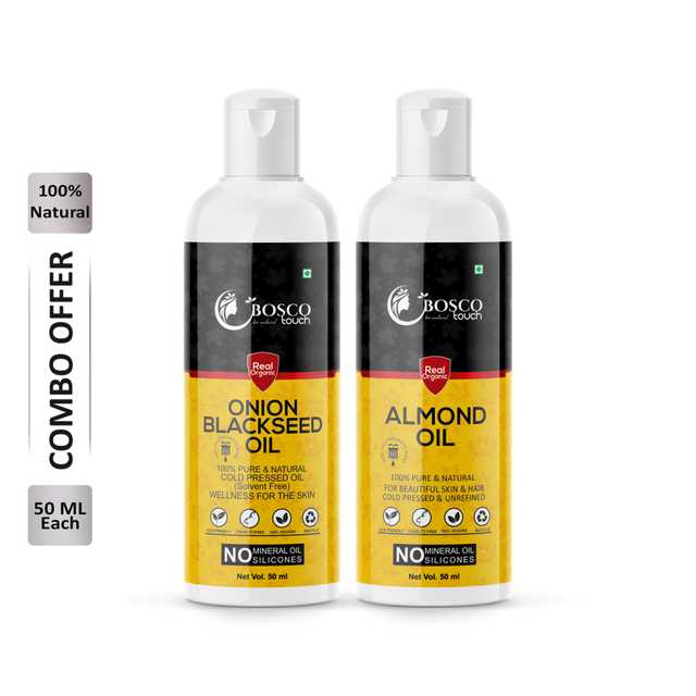 Bosco Touch Pure Onion Blackseed Oil (50 ml) & Almond Oil (50 ml) Combo For Rapid Hair Growth (Pack Of 2) (B-1471)