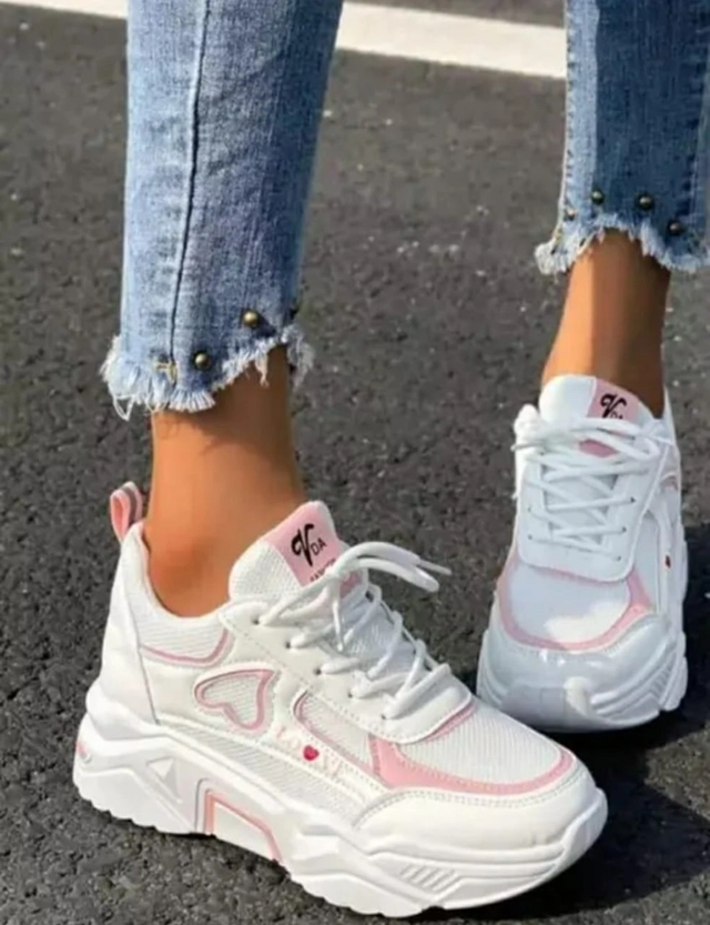 Sneakers for Women (White & Pink, 3)