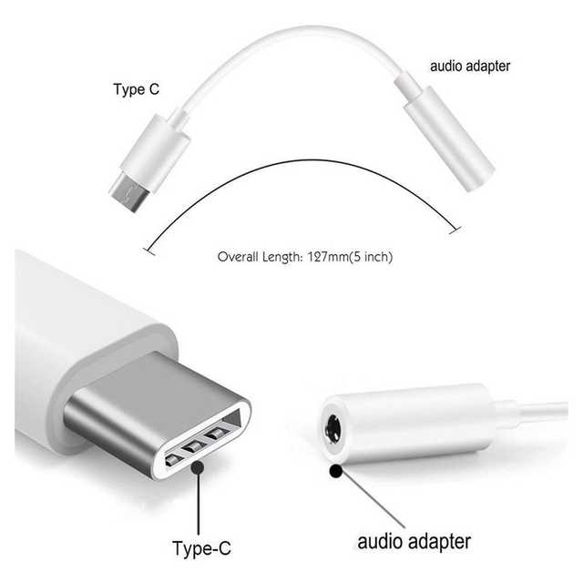 Pinak Metal Type C To 3.5Mm Splitter Converter Audio Jack (White) (PS-33)