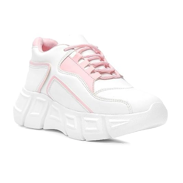 Sneakers for Women (Pink & White, 3)