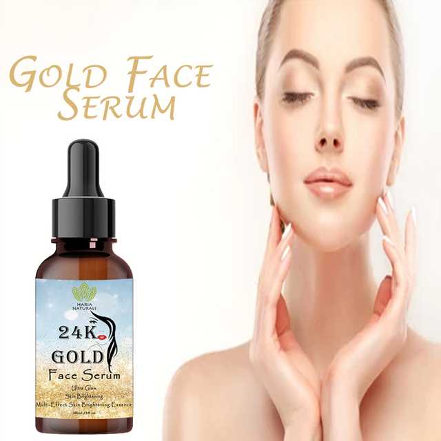 Haria Naturals Gold Face Serum With 24k Gold For Skin Brightening, Whitening, Anti-Ageing, Anti-Wrinkle, Fine Lines, Pigmentation & Dark Circle - 30 ml (B-14723)