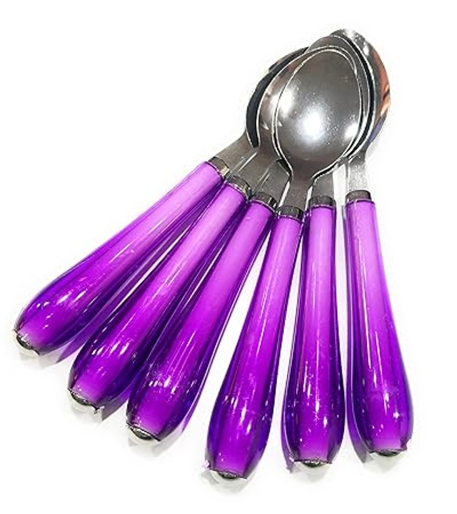 Stainless Steel Spoons with Plastic Handle (Multicolor, Pack of 6)