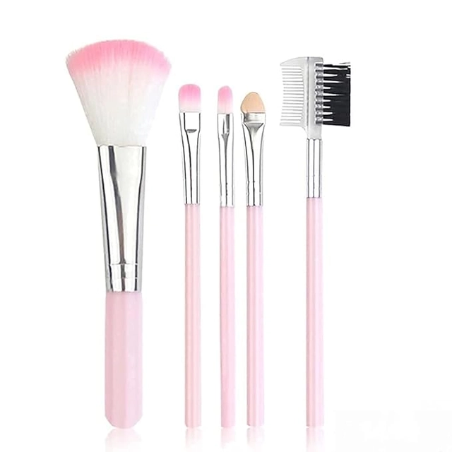 Plastic Makeup Brushes (Multicolor, Set of 5)