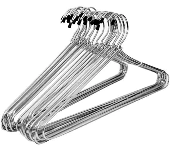 Stainless Steel Clothing Hangers (Silver, Pack of 12)