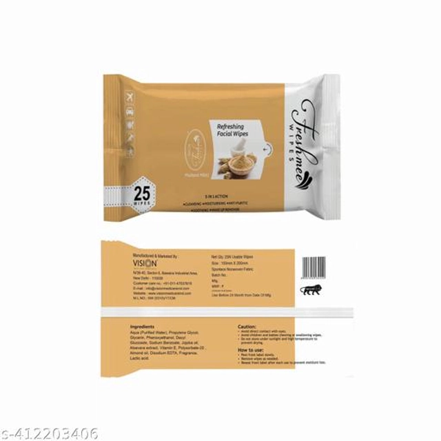 Fresh Mee Multani Mitti (25 Pcs) Cleansing Face Wipes (Pack of 1)