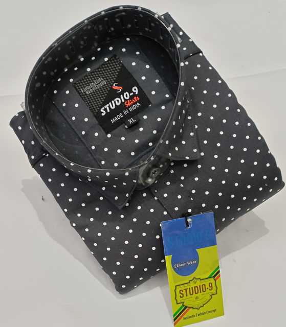 Men's Printed Shirt (Dark Grey, XL) (BF-25)