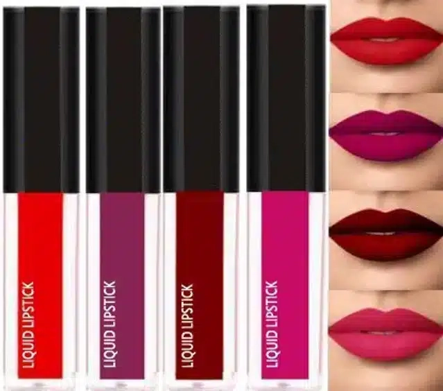 Liquid Matte Lipstick (Red Edition, Pack of 4)