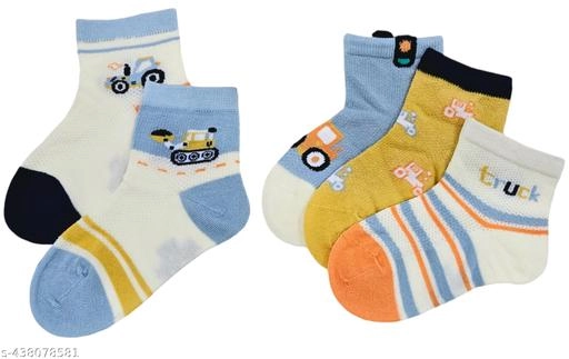 Cotton Socks for Kids (Multicolor, Pack of 5)