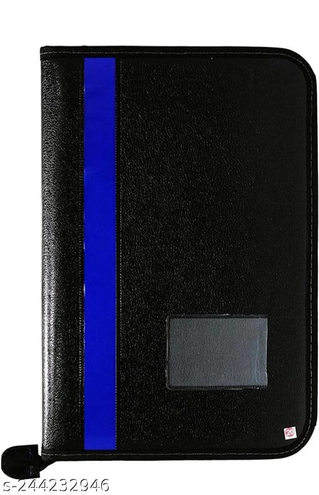 Leather Document Folder (Black & Blue)