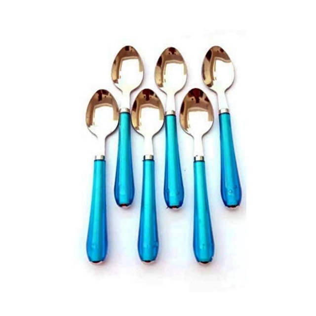 Stainless Steel Spoons (Blue & Silver, Pack of 6)